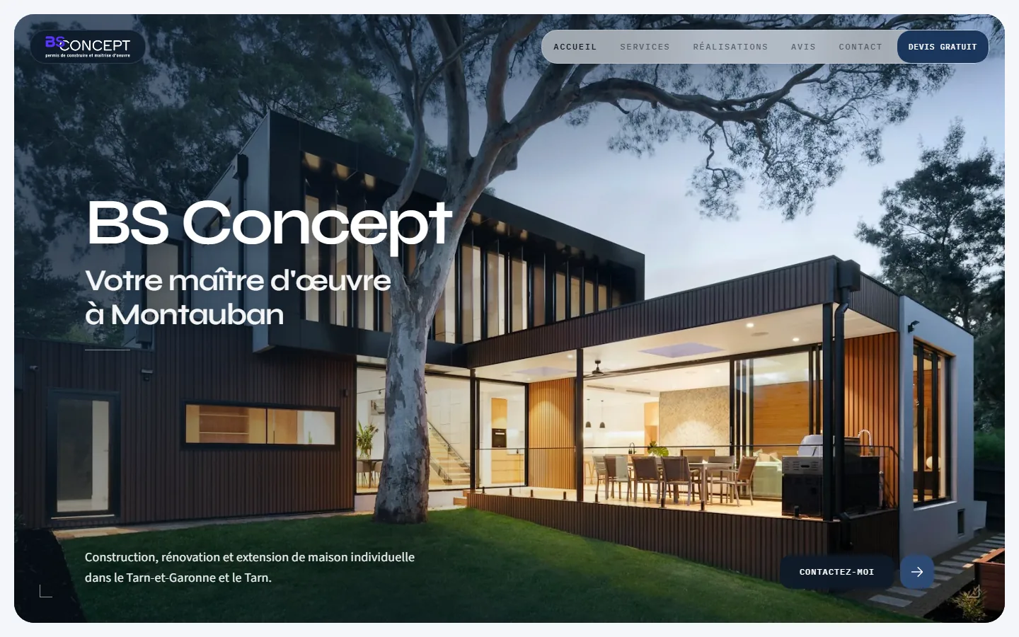 Aperçu sur ordinateur du site BS Concept