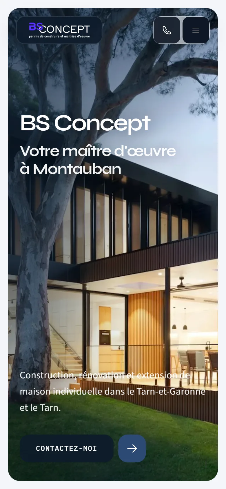 Aperçu sur mobile du site BS Concept