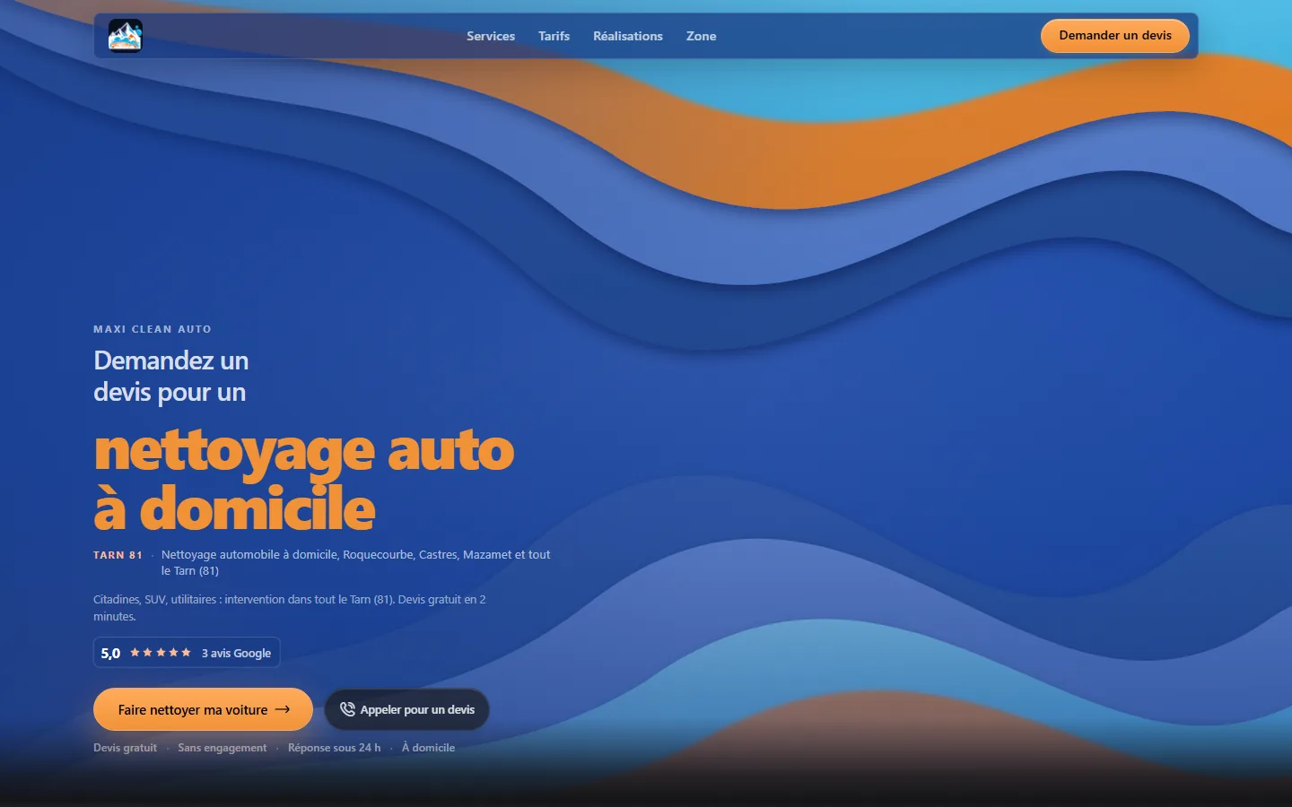 Aperçu sur ordinateur du site Maxi Clean Auto