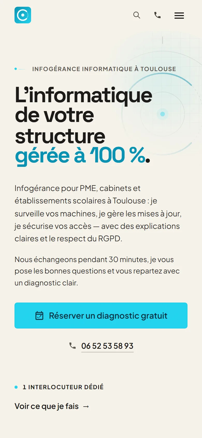 Aperçu sur mobile du site OCSystem